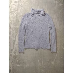 Sundance Sweater Womens Small Lt Blue Turtleneck Cotton Silk Blend Knit Pullover